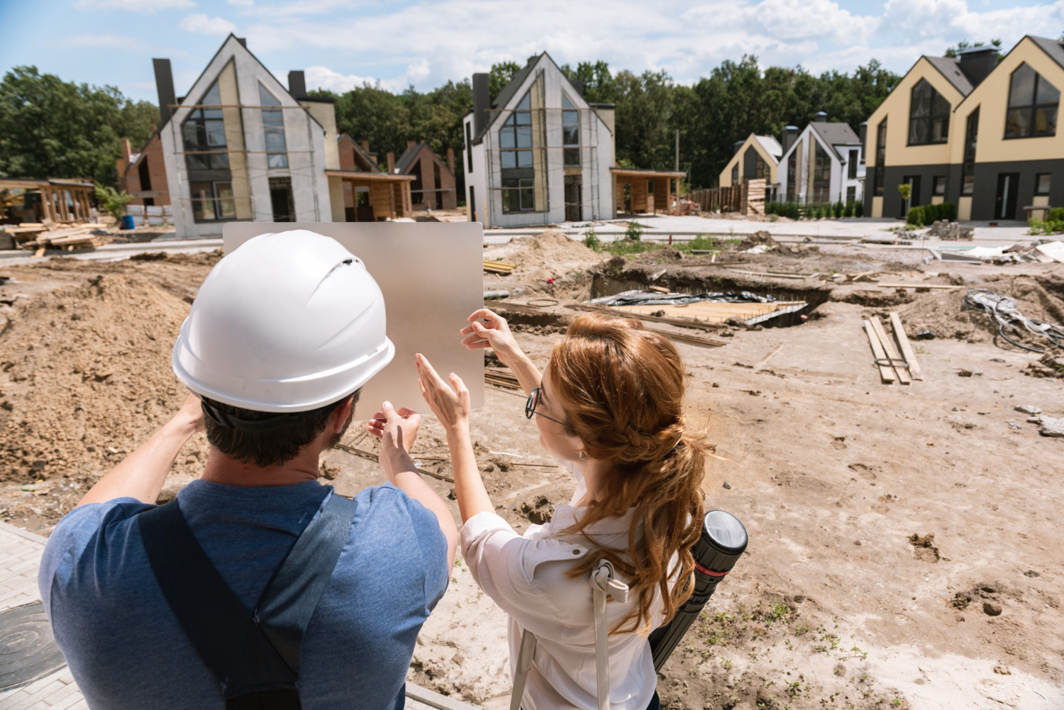visite sur un chantier de construction de maisons